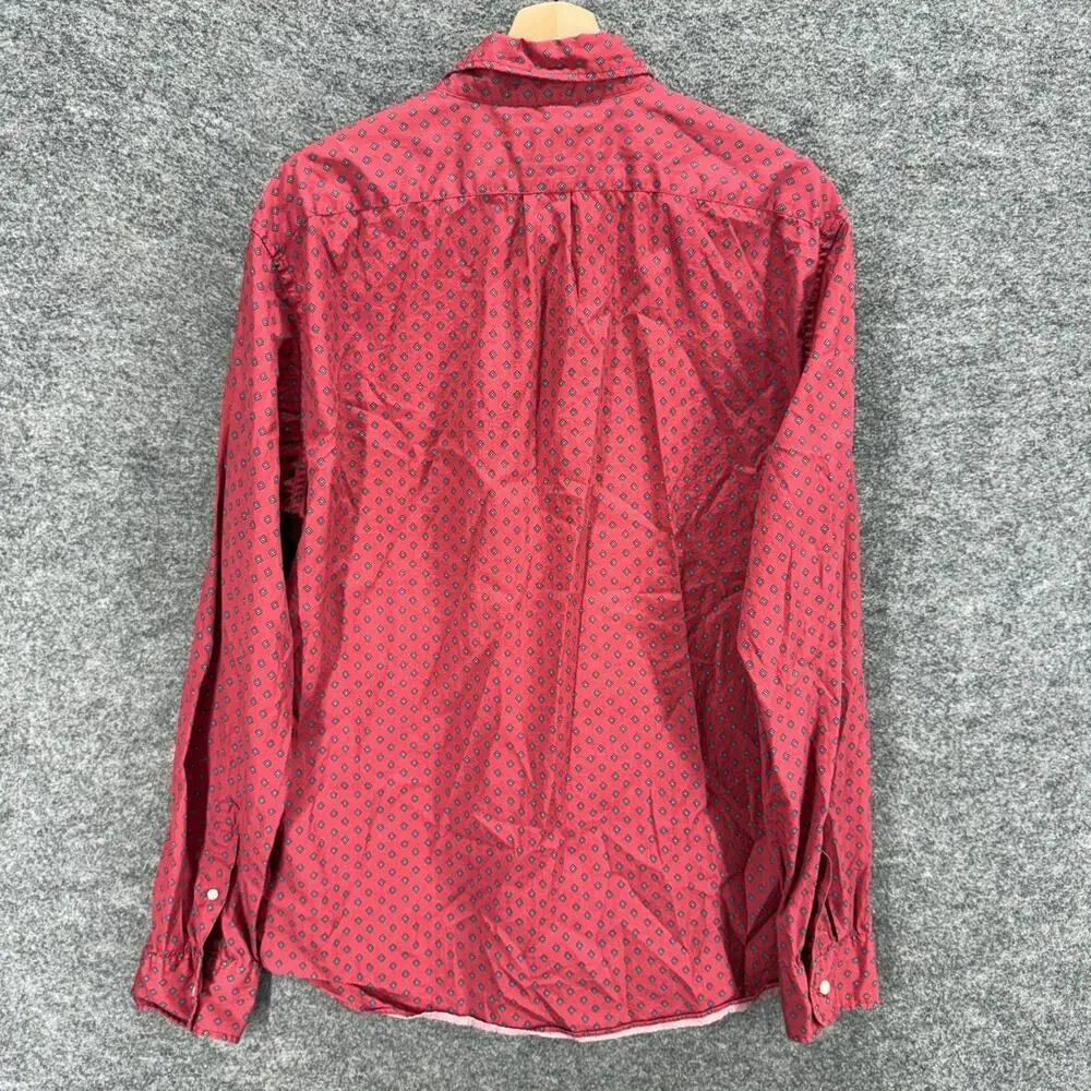 J. Crew Shirt Men XL Pink Geometric Button Up Collared Long Sleeve Slim Pockets